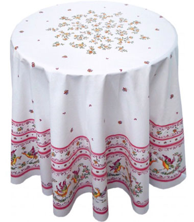 French Round Tablecloth Coated (Moustiers2014. white x rose) - Click Image to Close